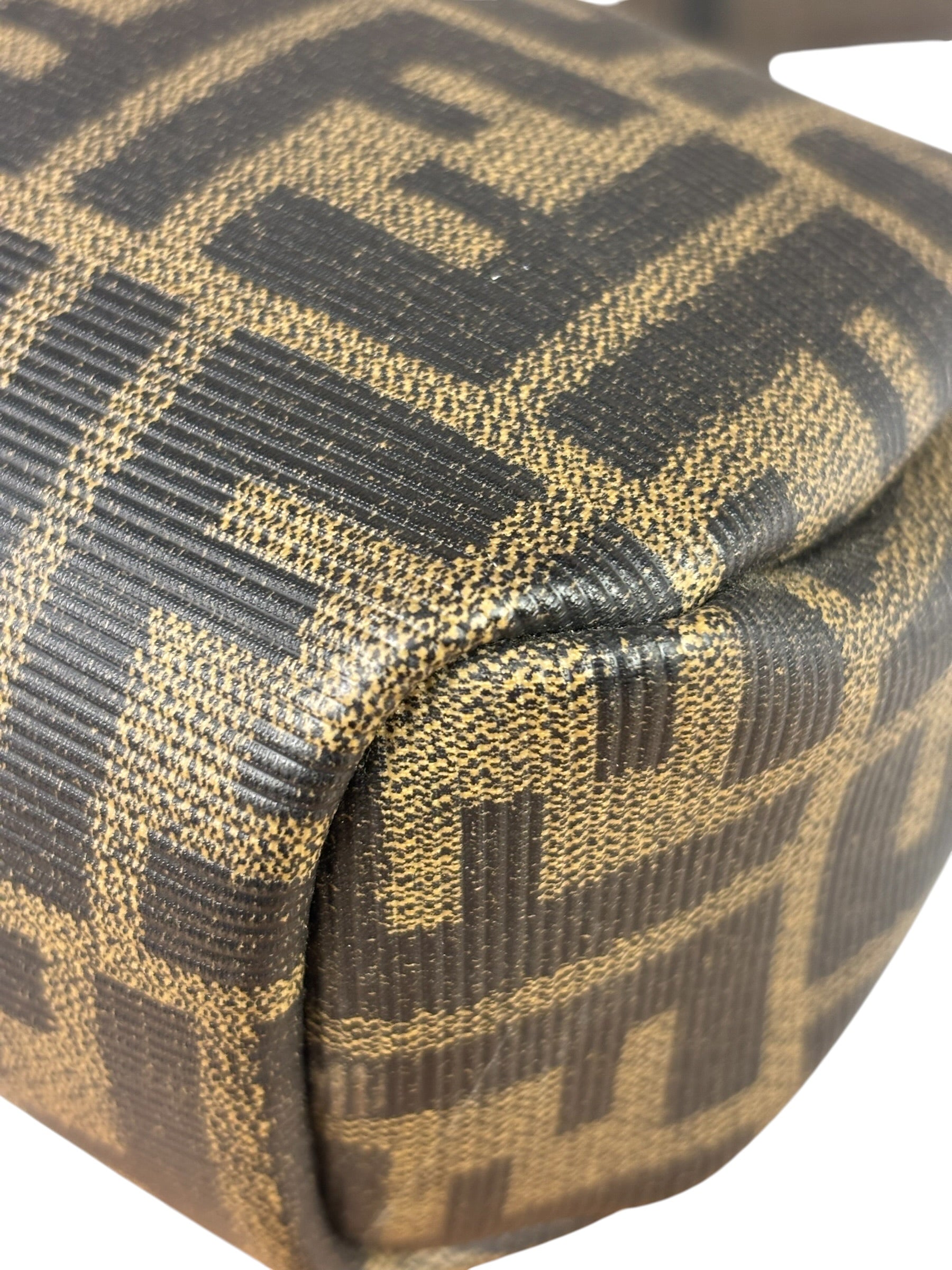 Fendi Black Leather Trim Zucca Small Camera Bag