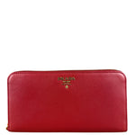 Prada Red Saffiano Leather Long Zippy Wallet