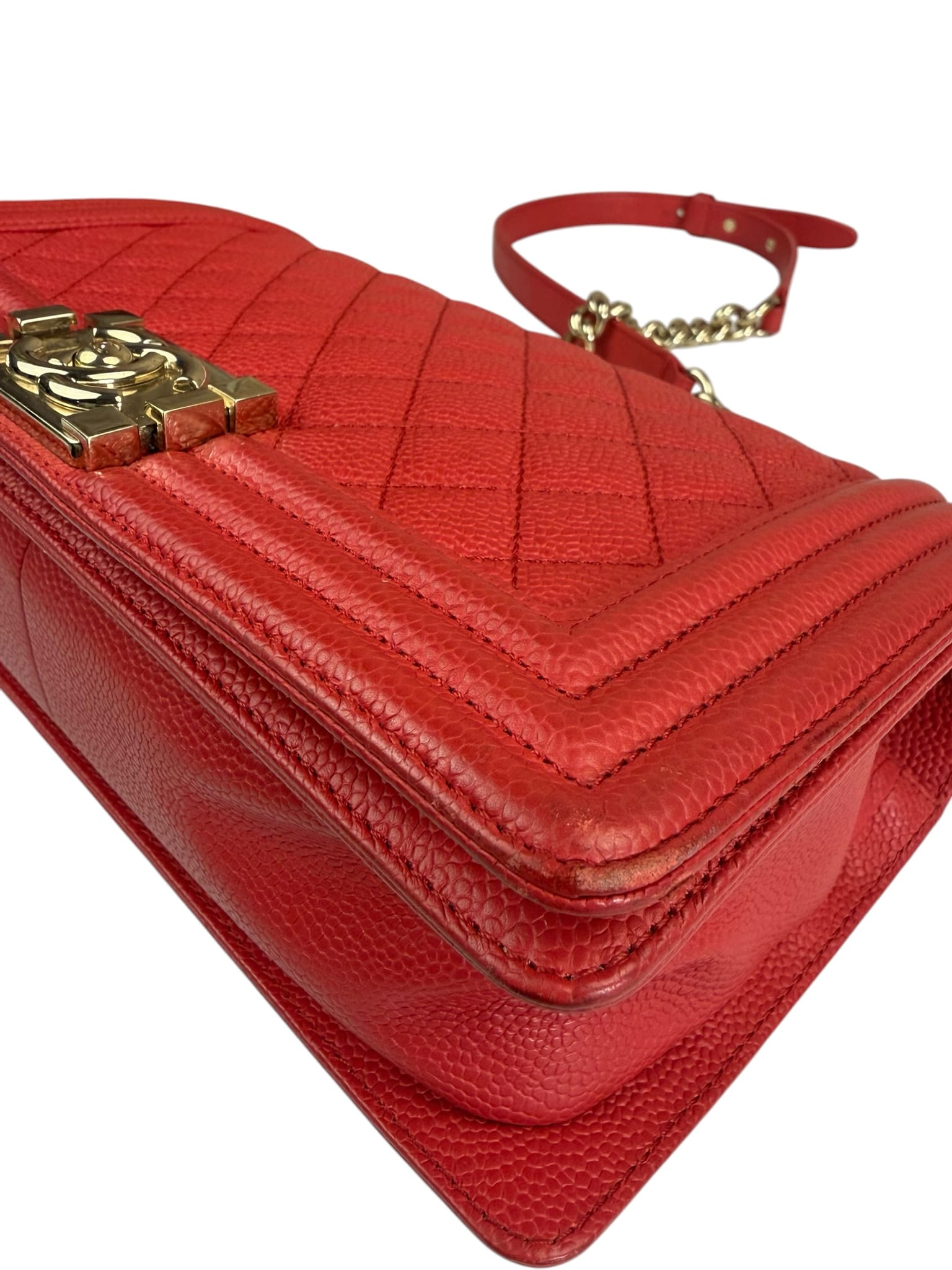 Chanel Red Quilted Caviar Boy Flap Bag 2019