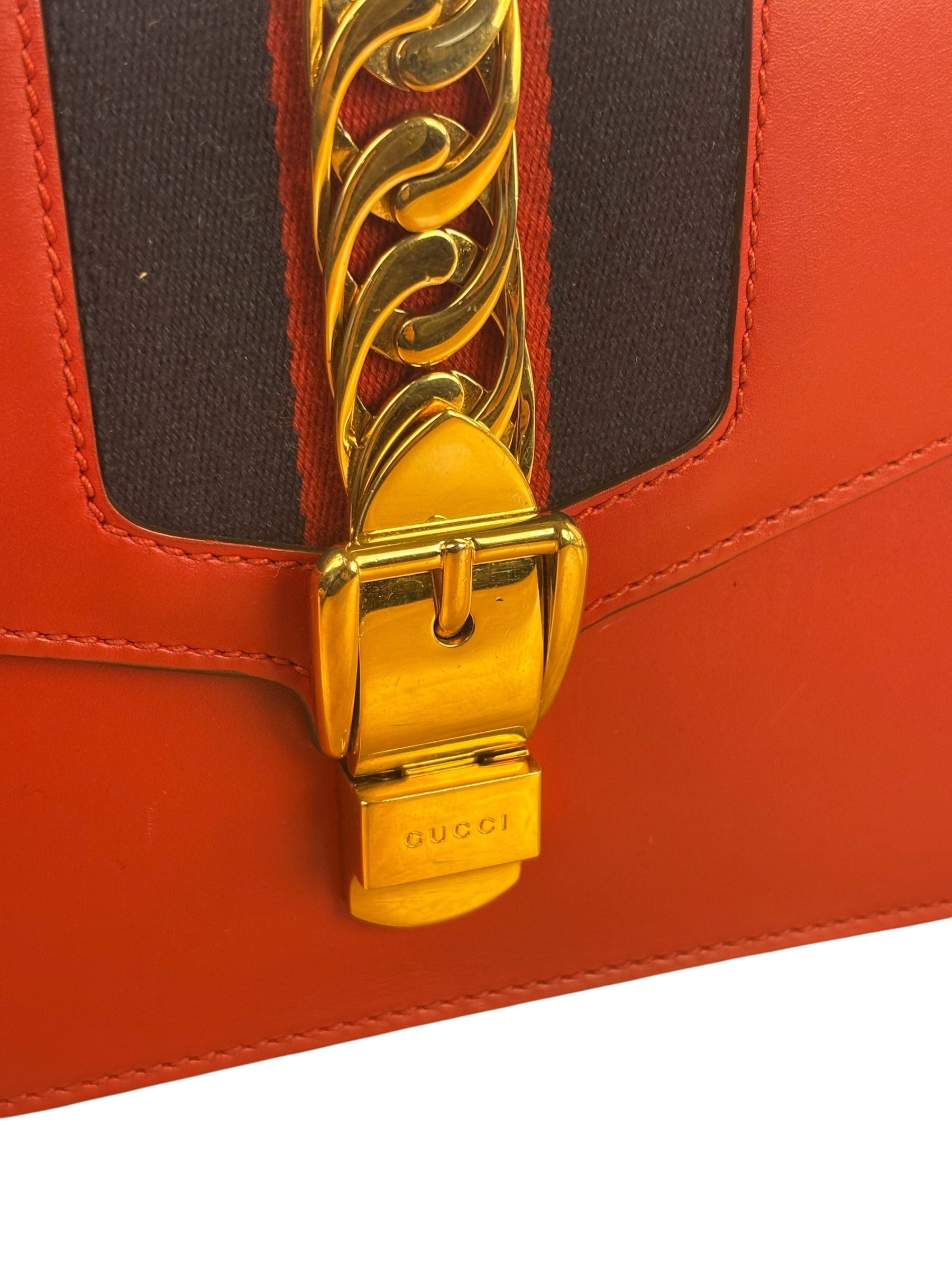 Gucci Red Leather Sylvie Shoulder Bag