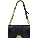 Chanel Black Caviar Leather Boy Bag
