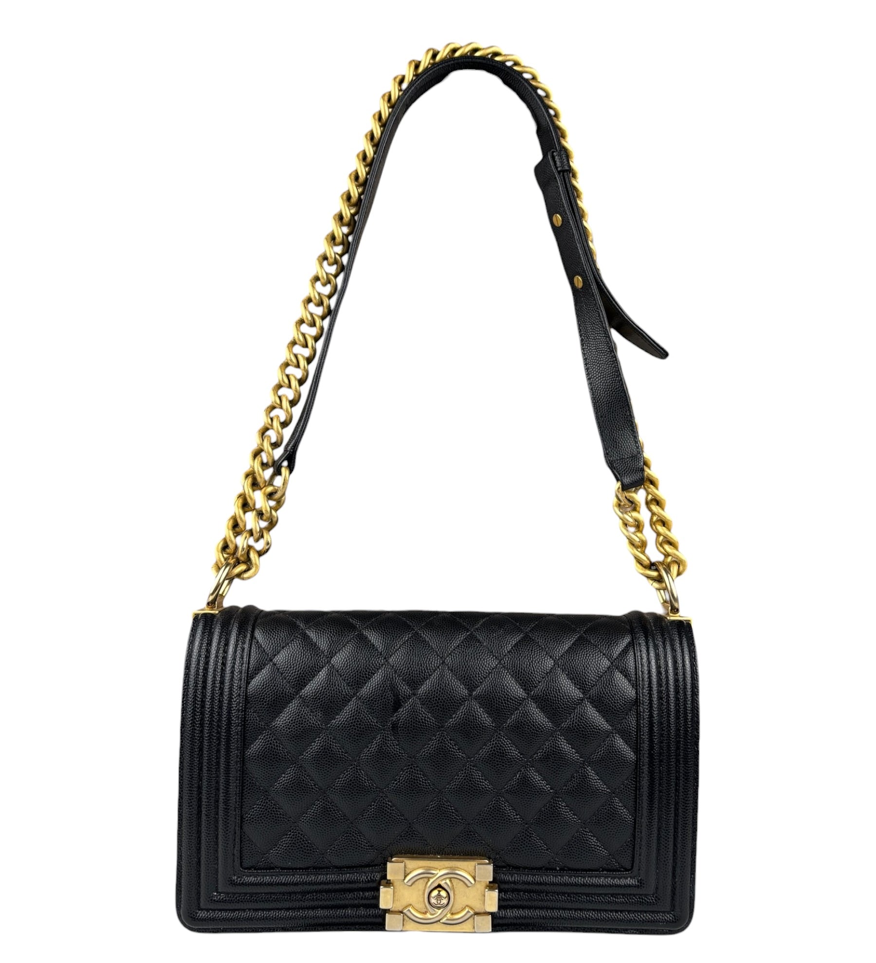 Chanel Black Caviar Leather Boy Bag