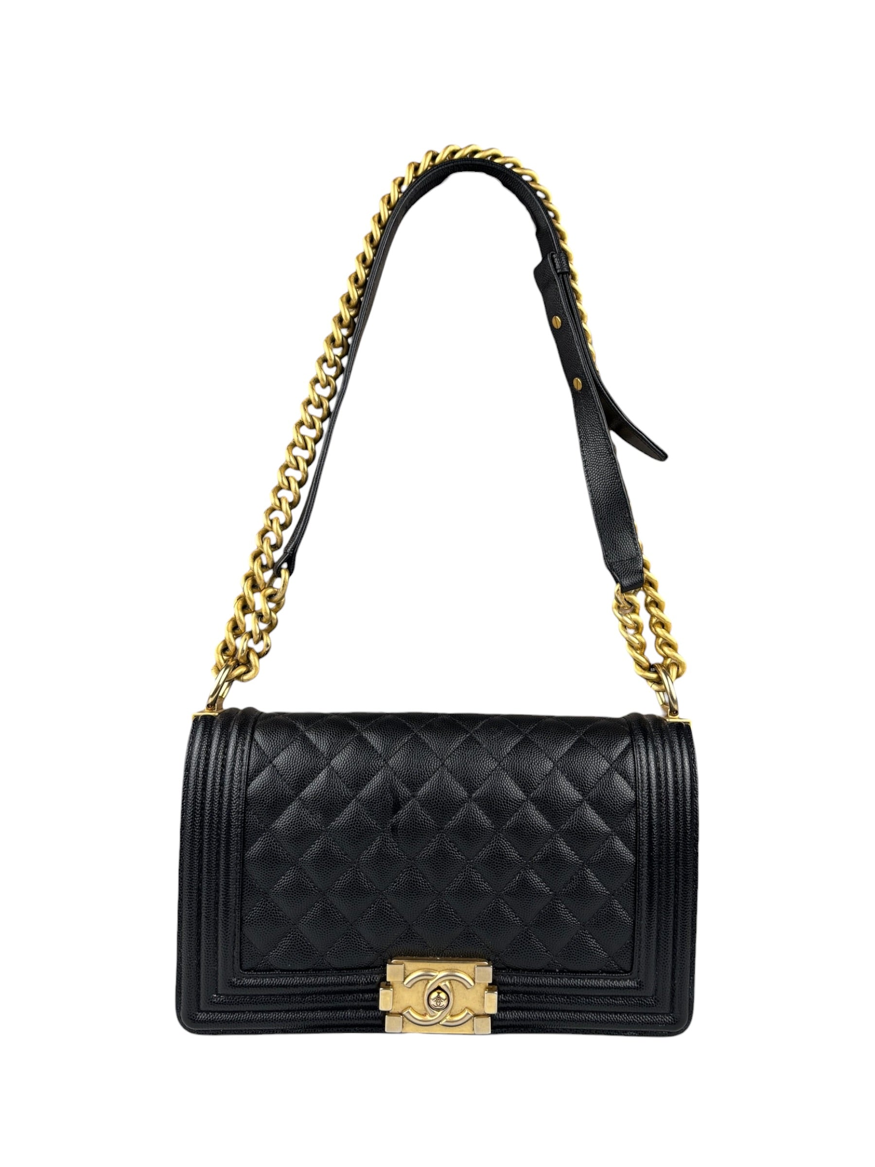 Chanel Black Caviar Leather Boy Bag