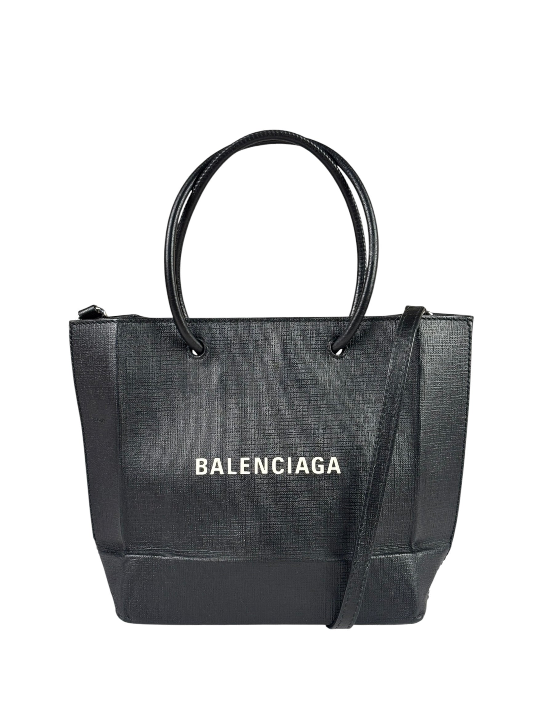 Balenciaga Black Leather Small Shopping Two-Way Tote