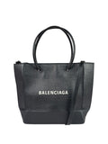 Balenciaga Black Leather Small Shopping Two-Way Tote
