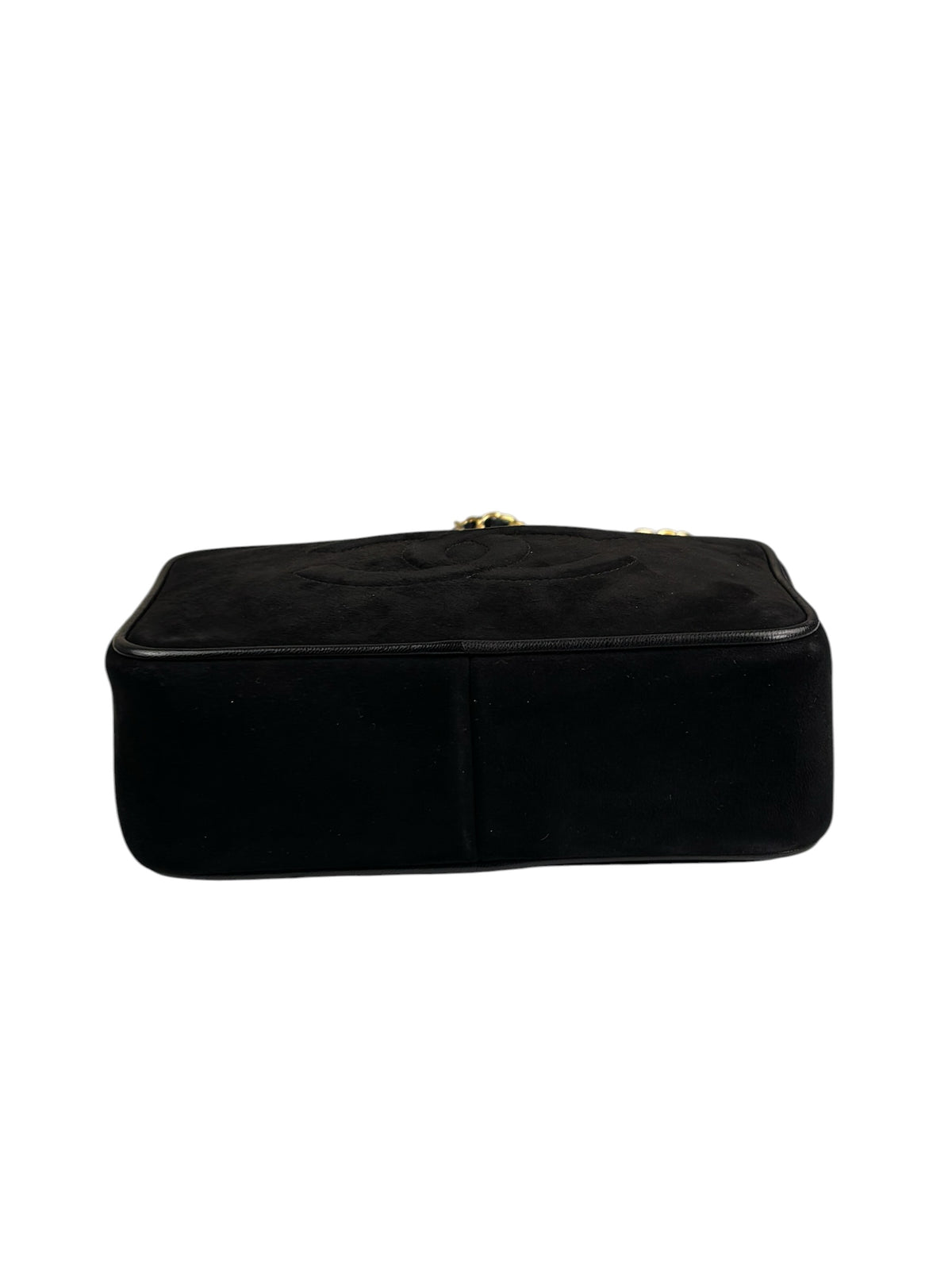 Chanel Vintage Black Suede CC Tassel Camera Bag 1989