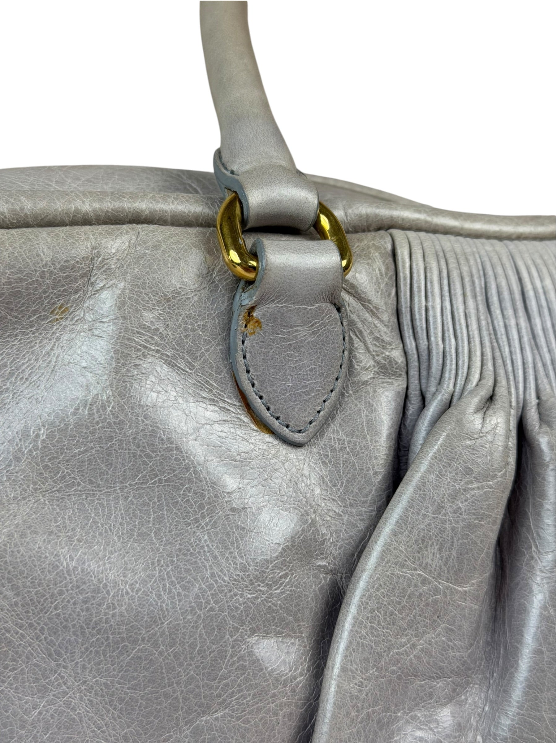 Miu Miu Vintage Pale Grey Vitello Leather Two-Way Bag