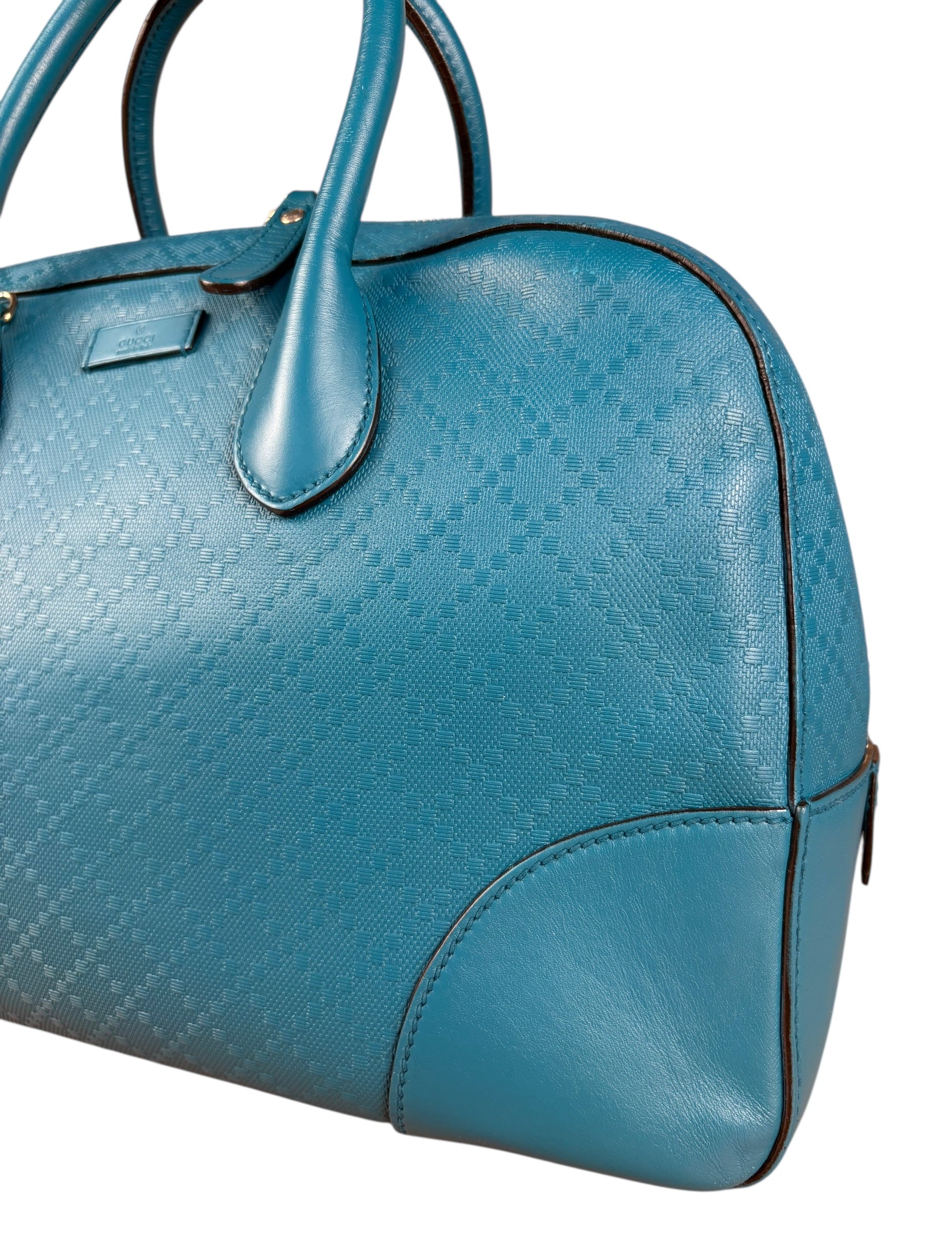 Gucci Diamante Bright Blue Leather Top Handle Bag