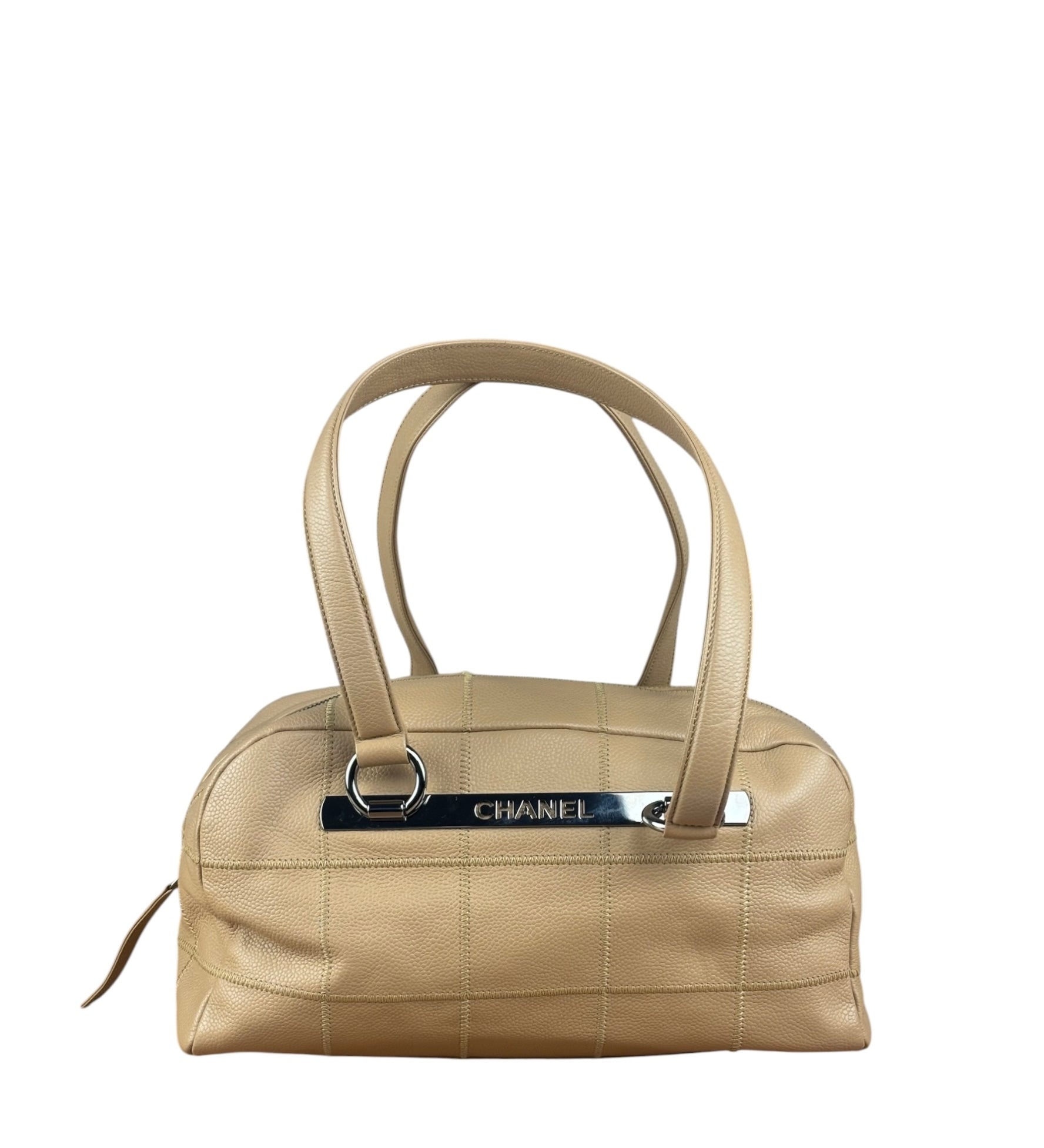Chanel Beige Caviar Chocolate Bar Boston Bag