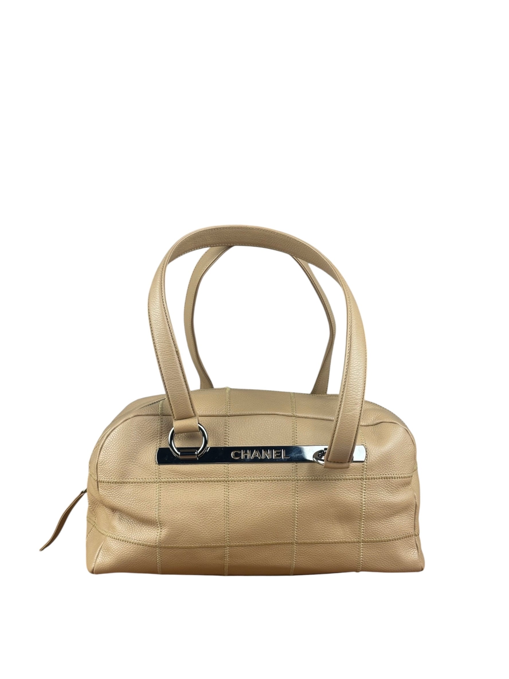 Chanel Beige Caviar Chocolate Bar Boston Bag