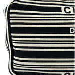 Chanel Black/White Leather Trim/Cloth Venise Biarritz Flap Bag 2019