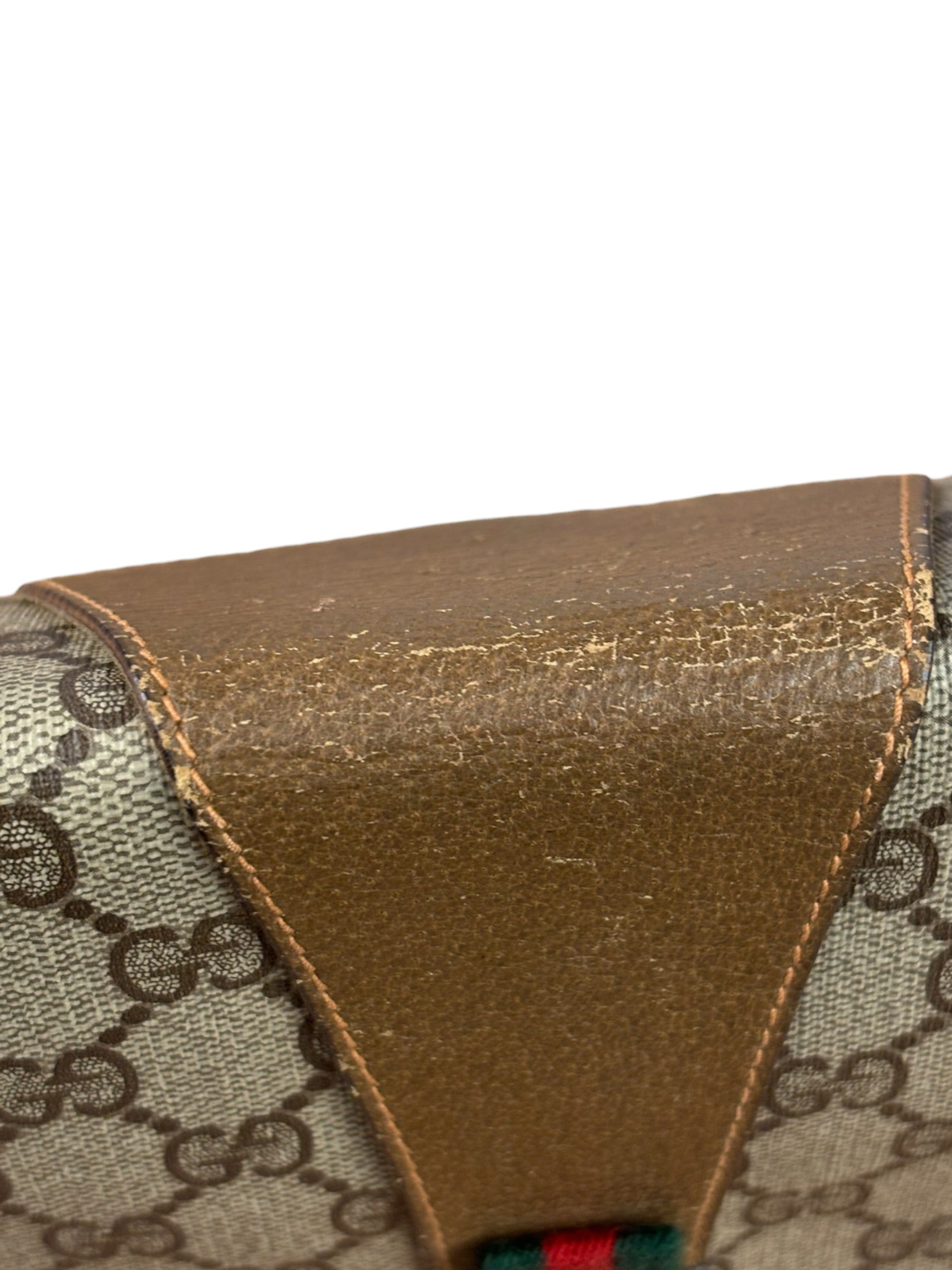 Gucci Brown Leather Trim GG Accessory Collection Clutch