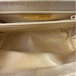 Bottega Veneta Vintage Cream Satin Intrecciato Mini Shoulder Bag