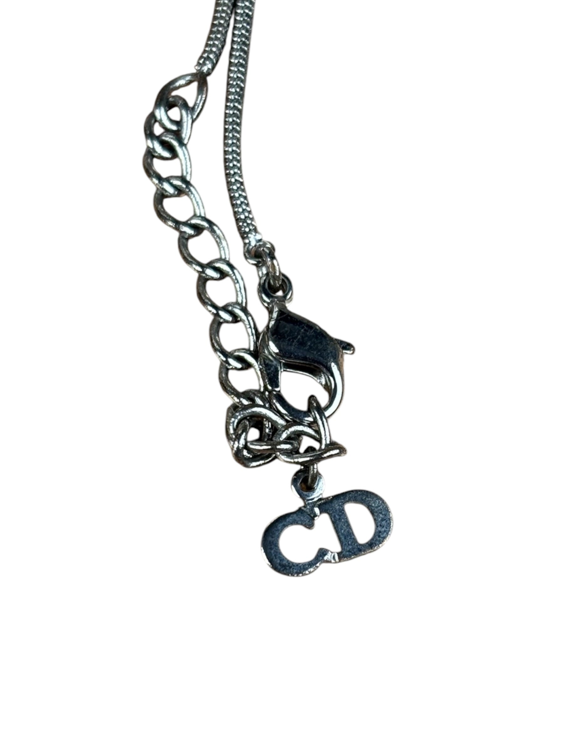 Christian Dior Dainty Sterling Silver Heart Pendant Necklace