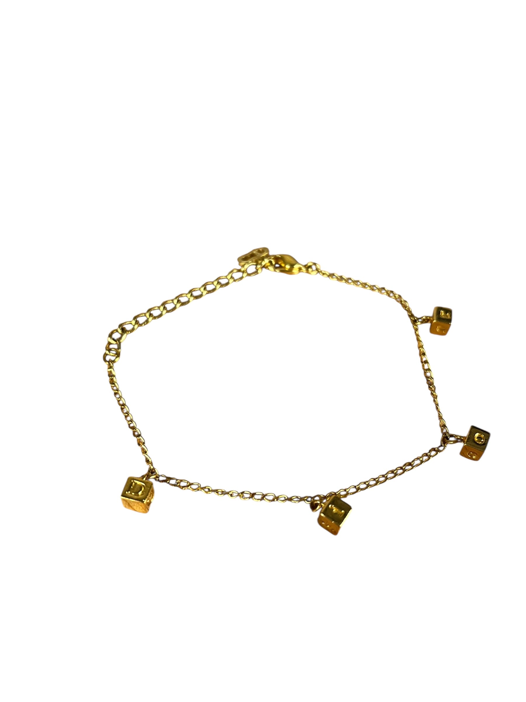 Dior Goldtone Letter Block Bracelet