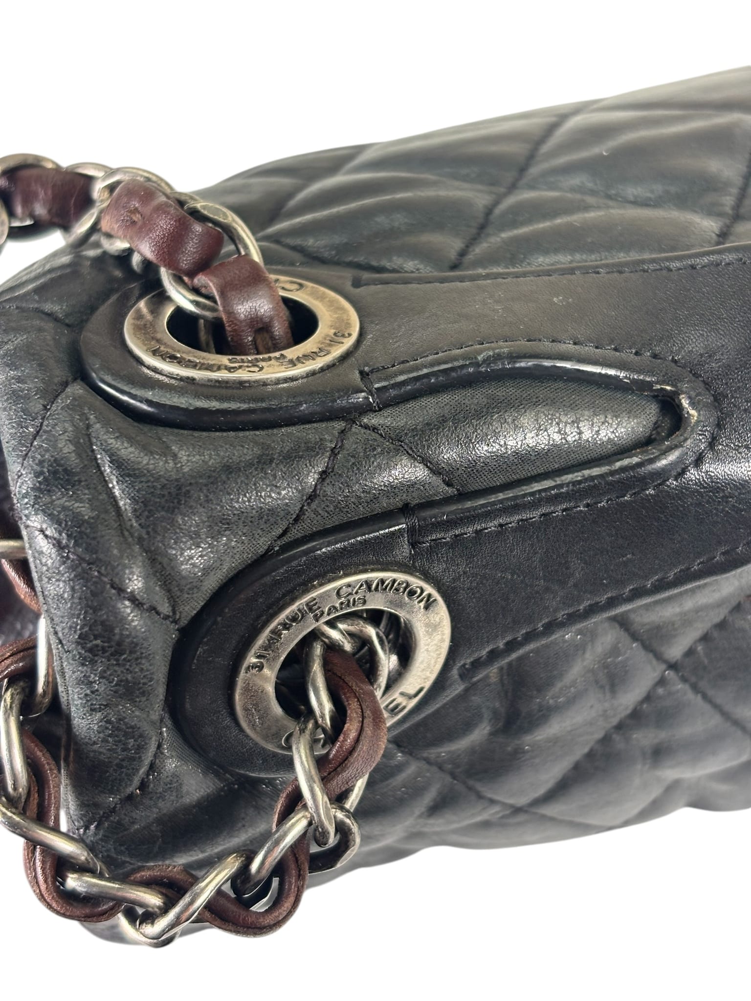 Chanel Black/Grey Quilted Calfskin Matelassè Iridescent Flap Bag 2009