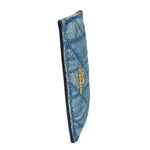 Coach Blue Quilted Regenerative Cotton Denim Trim/Leather Slim ID Card Case