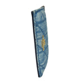 Coach Blue Quilted Regenerative Cotton Denim Trim/Leather Slim ID Card Case