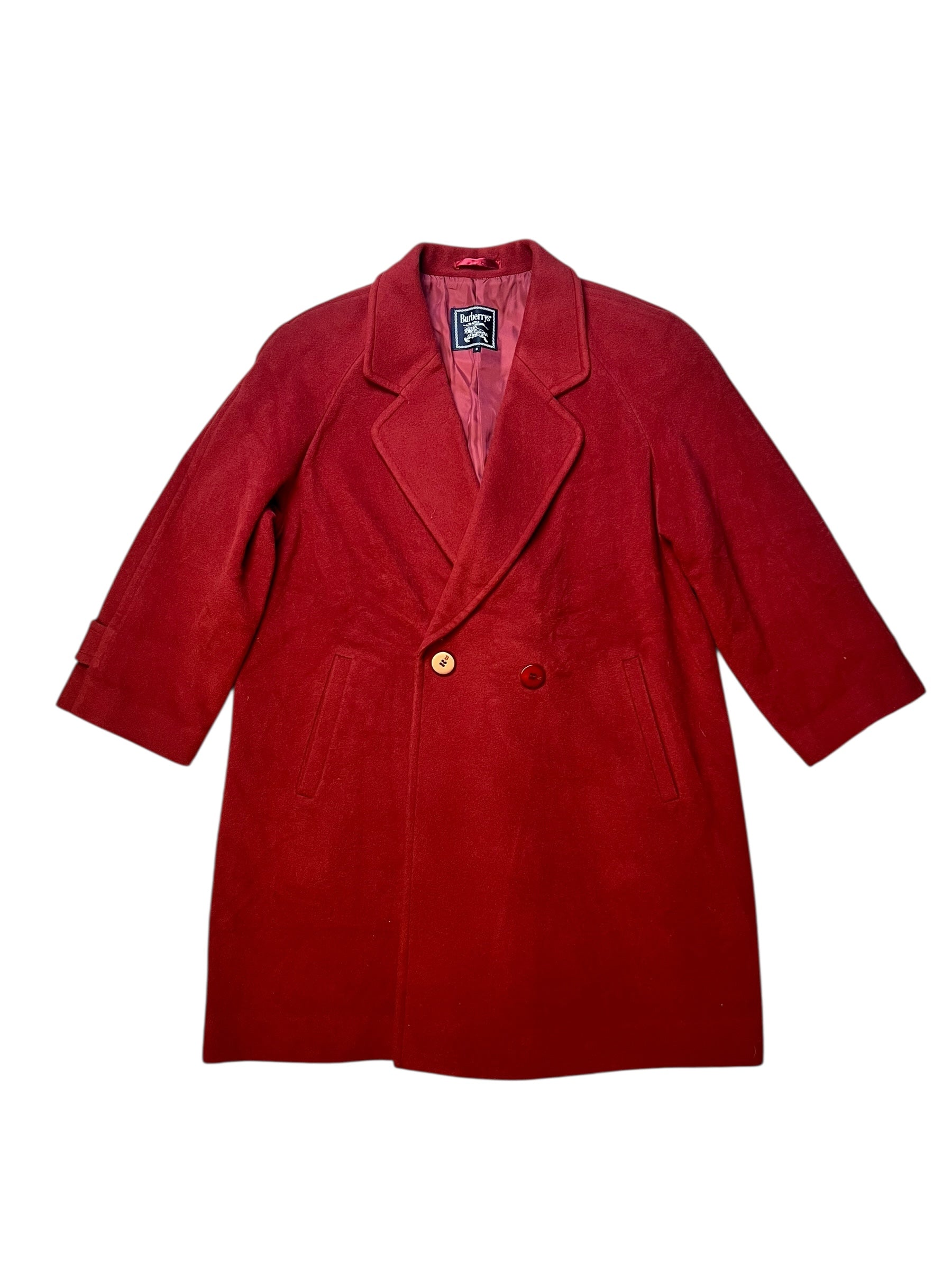 Burberry Vintage Dark Red Wool Mid Length Coat