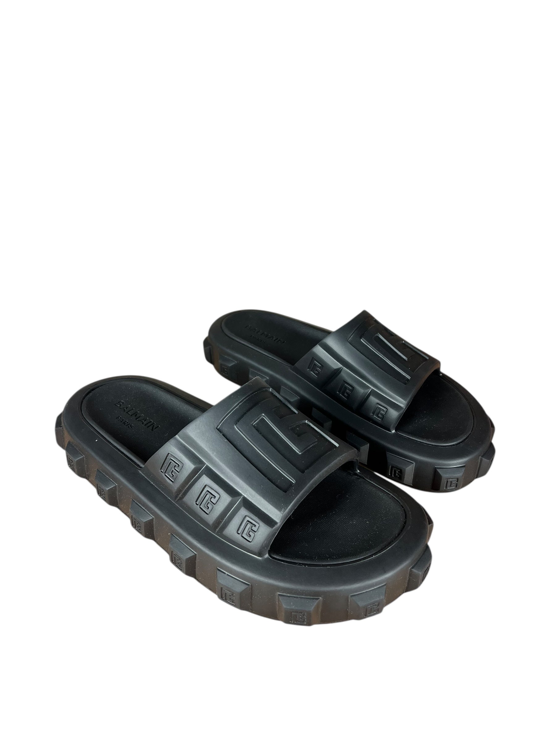 Balmain Ari Black Rubber Sandals