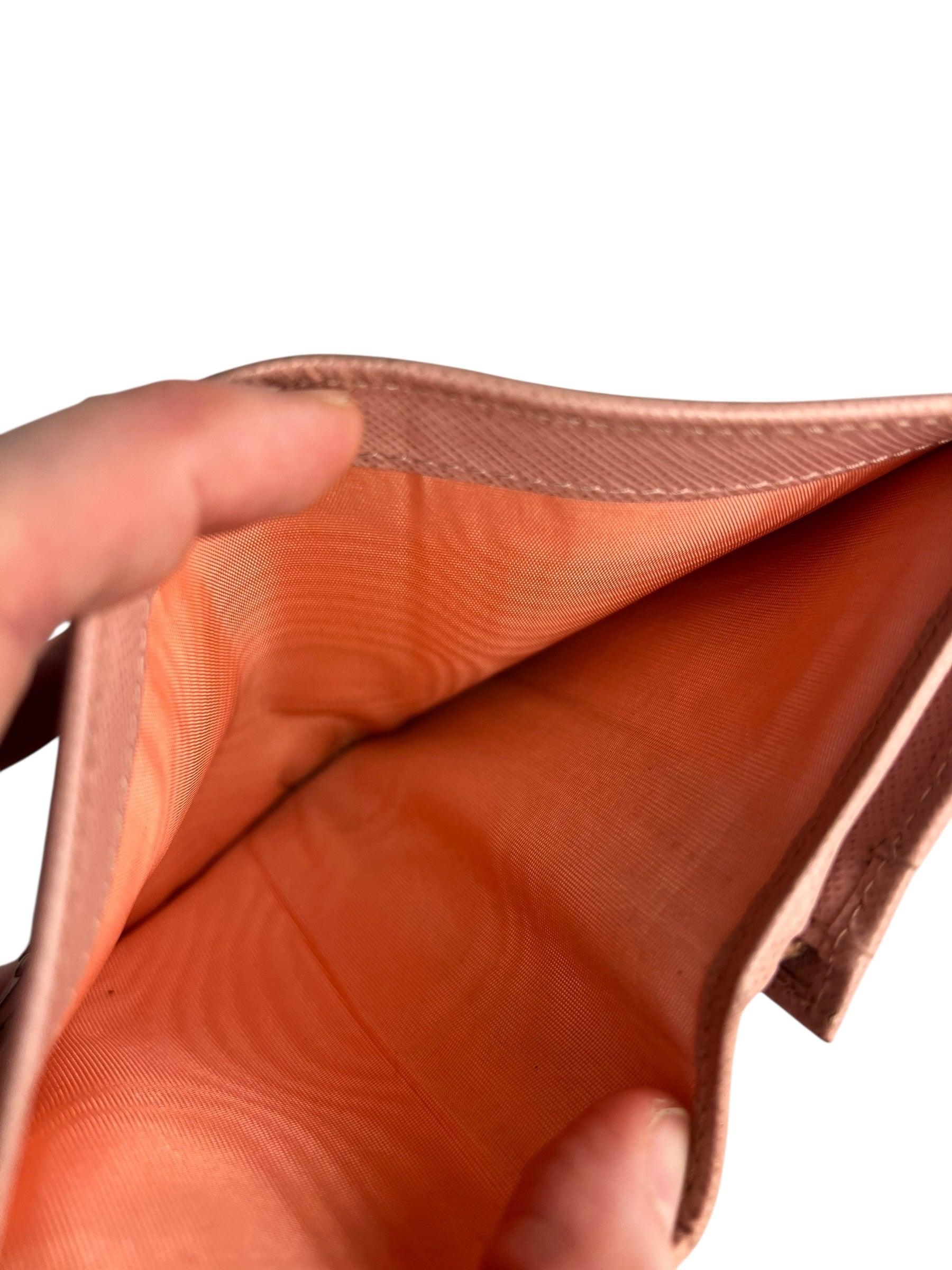 Prada Pink Saffiano Leather Compact Wallet