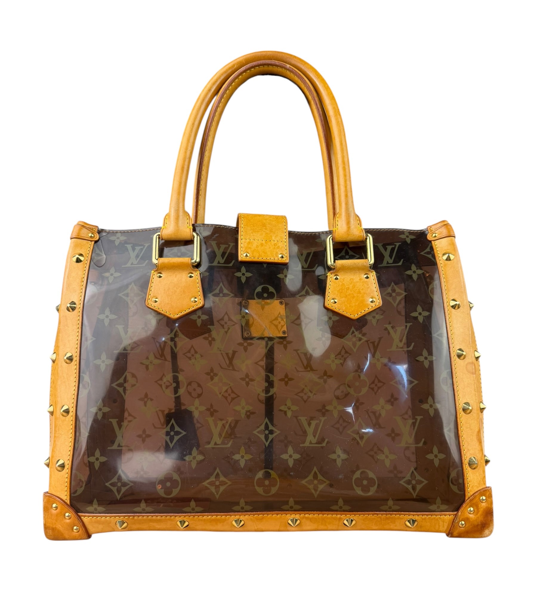 Louis Vuitton Vintage Brown Leather/PVC Monogram Ambre Tote
