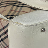 Burberry White Leather Trim Nova Check Shoulder Bag