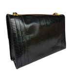 Chanel Black Lizard Leather Envelope Flap Bag 1986