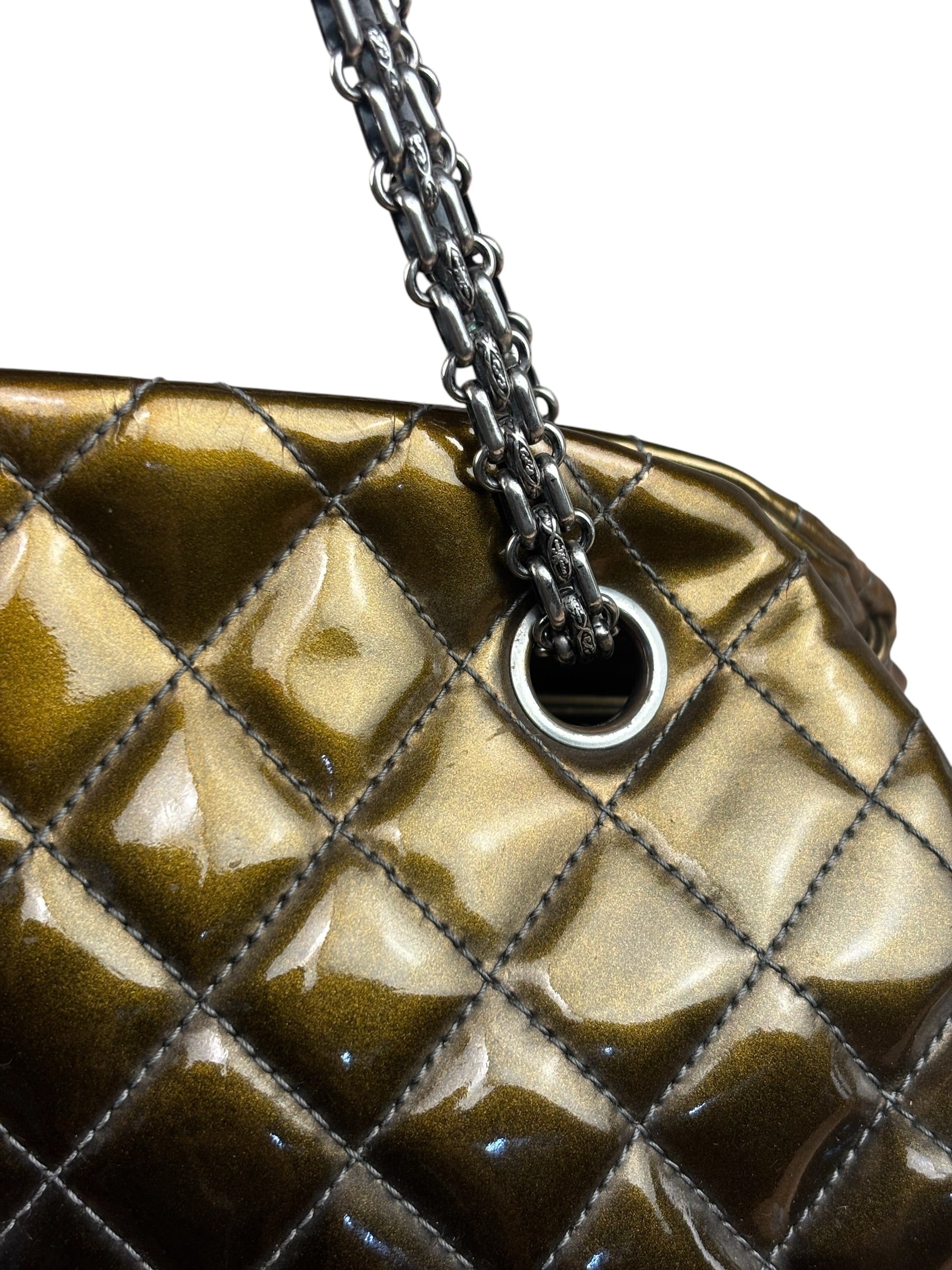 Chanel Metallic Gold Patent Leather Just Medemoiselle Bowling Bag 2011