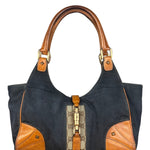 Gucci Vintage Denim Leather Trim Jackie Shoulder Bag