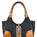 Gucci Vintage Denim Leather Trim Jackie Shoulder Bag