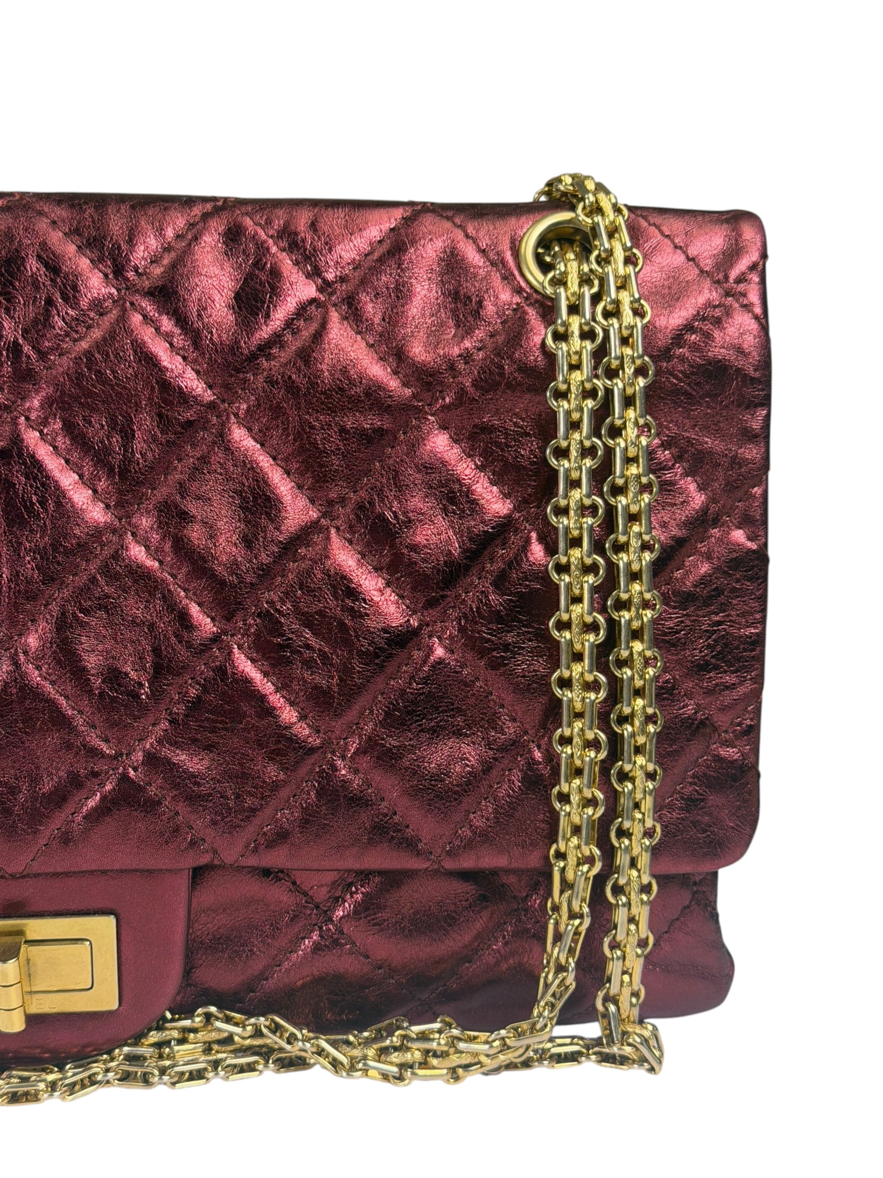 Chanel Patent Burgundy Quilted Leather 2.55 Reissue Double Flap Bag 2008