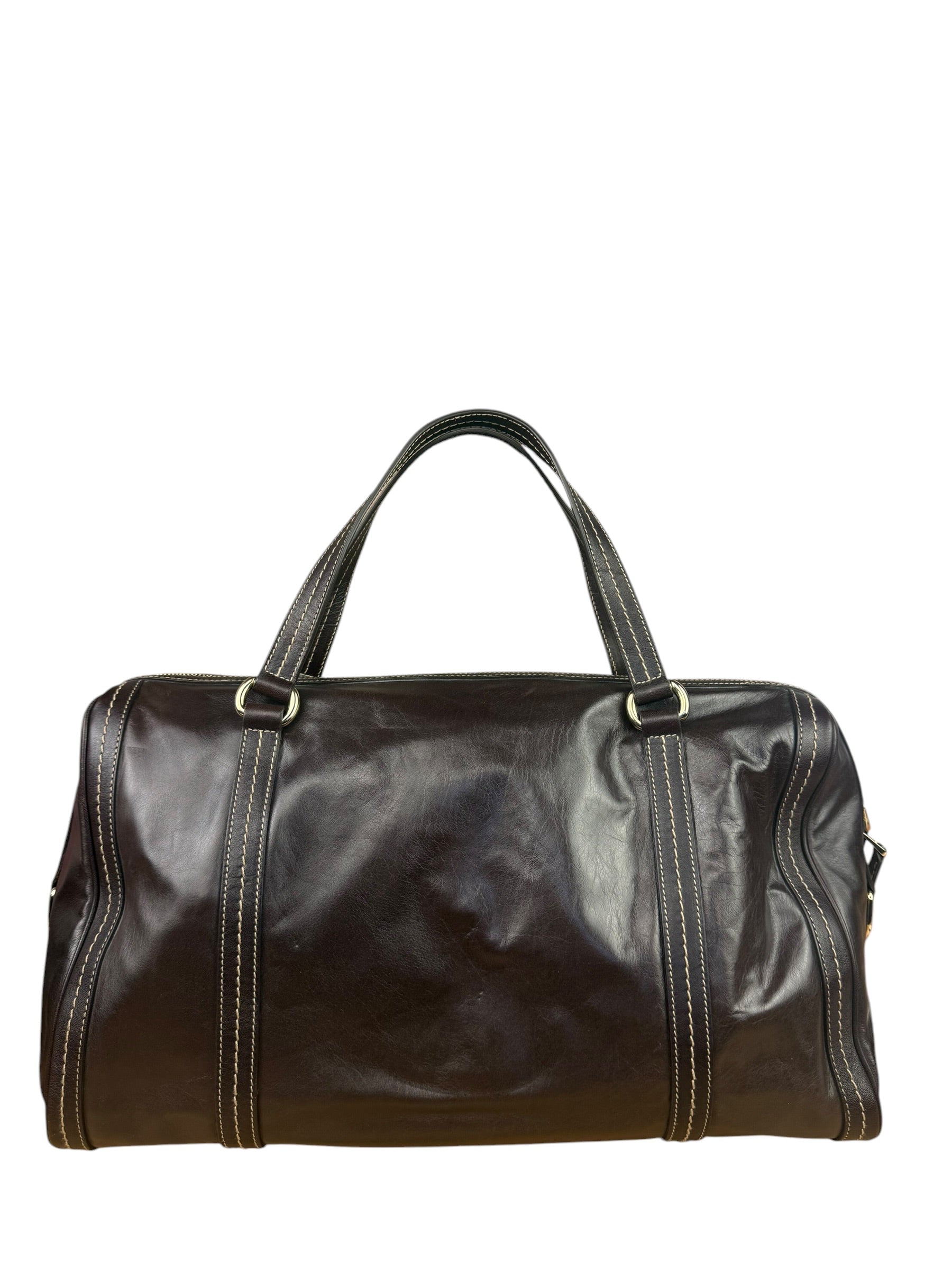 Gucci Vintage Dark Brown Leather Duchessa Boston Handbag