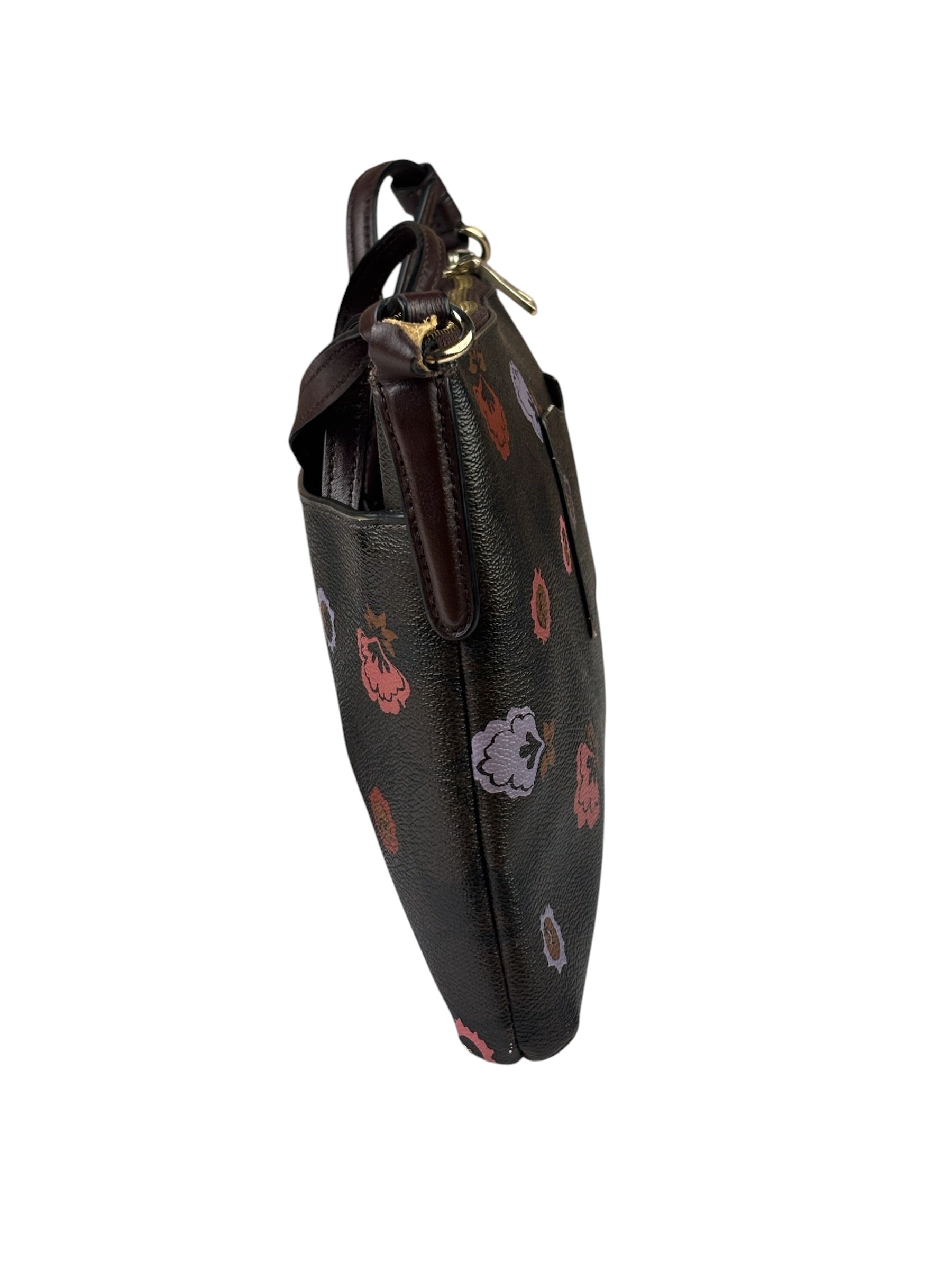Coach Brown Leather Ranch Floral Crossbody Bag