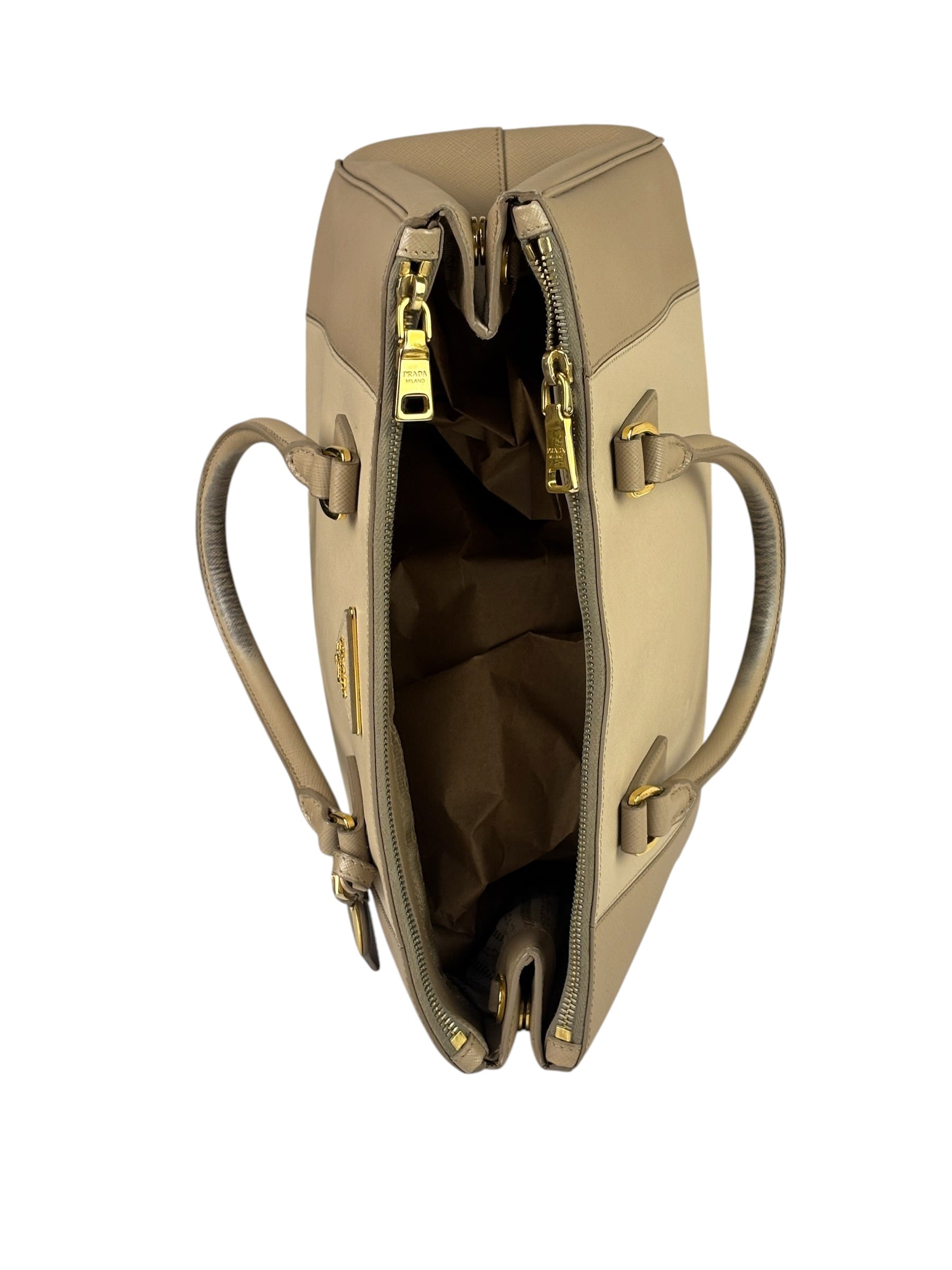 Prada Beige Saffiano Leather Galleria Large Shoulder Bag