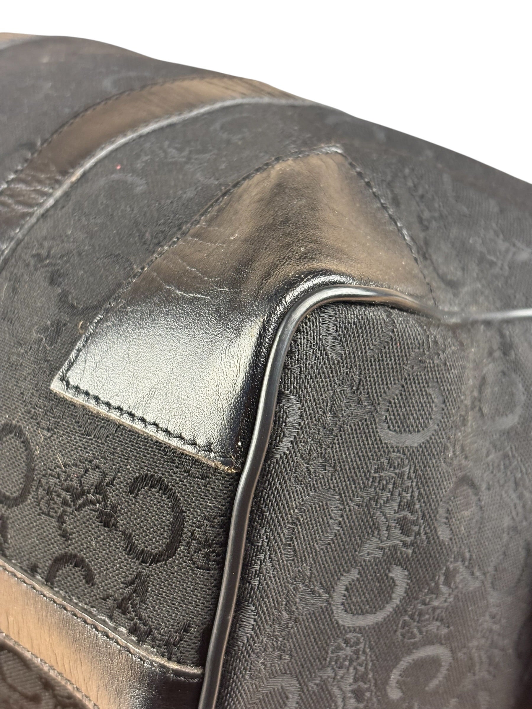 Celine Black Leather Wear Macadam Monogram Mini Boston Bag