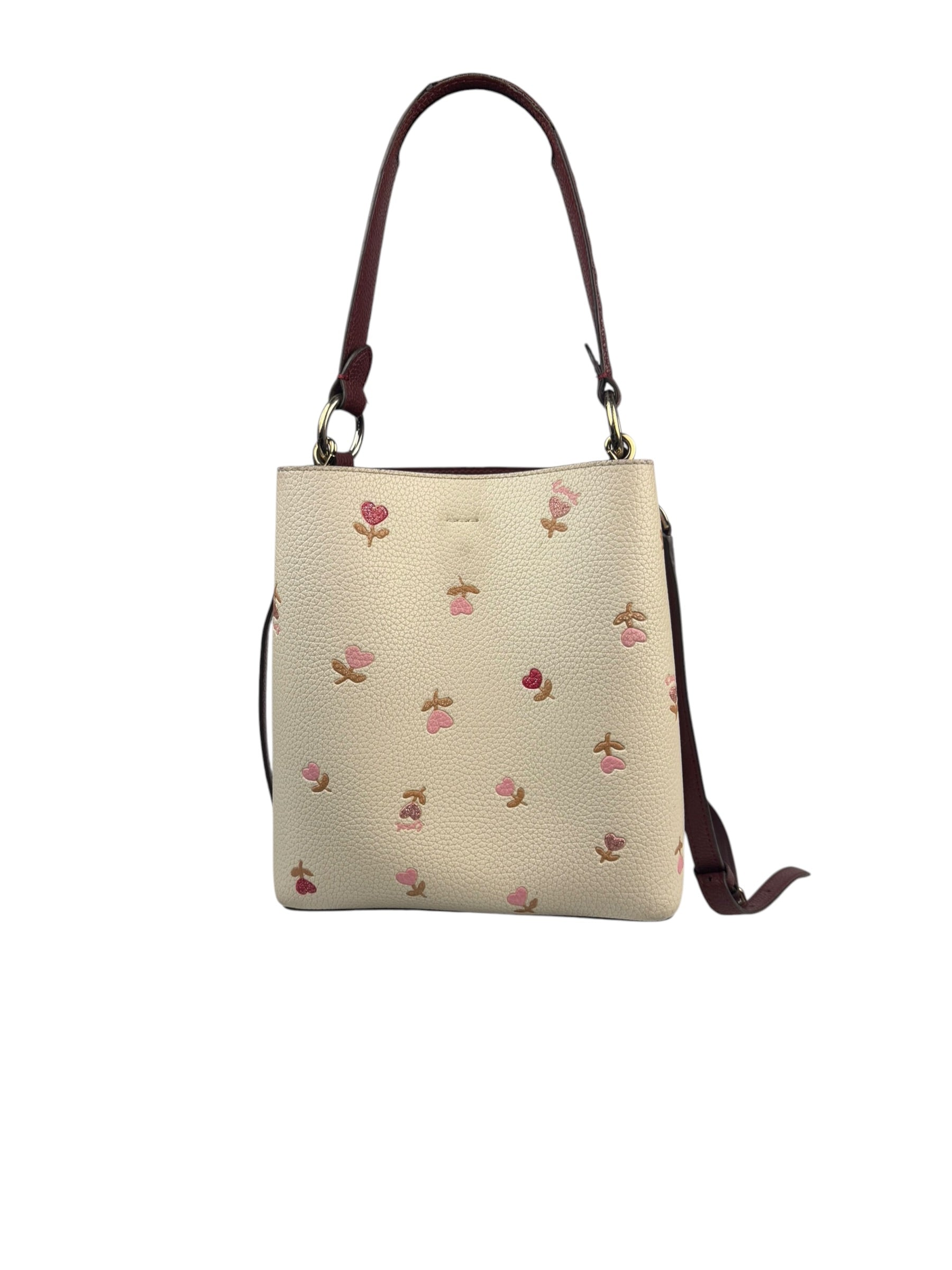 Coach Cream/Burgundy Small Town Bucket Bag