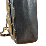 Chanel Vintage Navy Blue Leather Wild Stitch Surpique Flap Bag 2001
