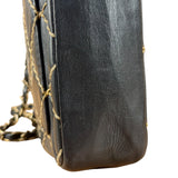 Chanel Vintage Navy Blue Leather Wild Stitch Surpique Flap Bag 2001