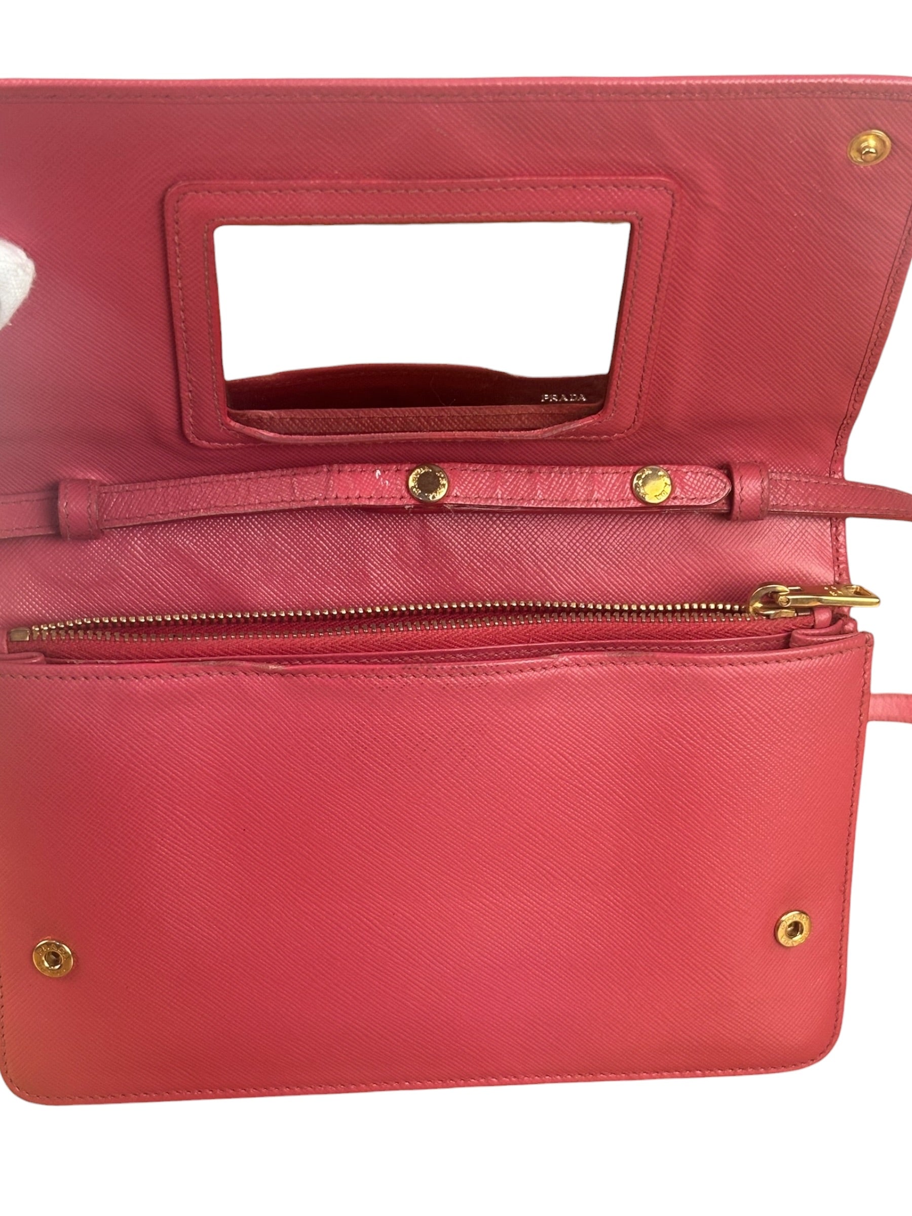 Prada Pink Saffiano Leather Pouchette