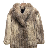 Vintage Accency Neutral-Toned Fox Fur Coat