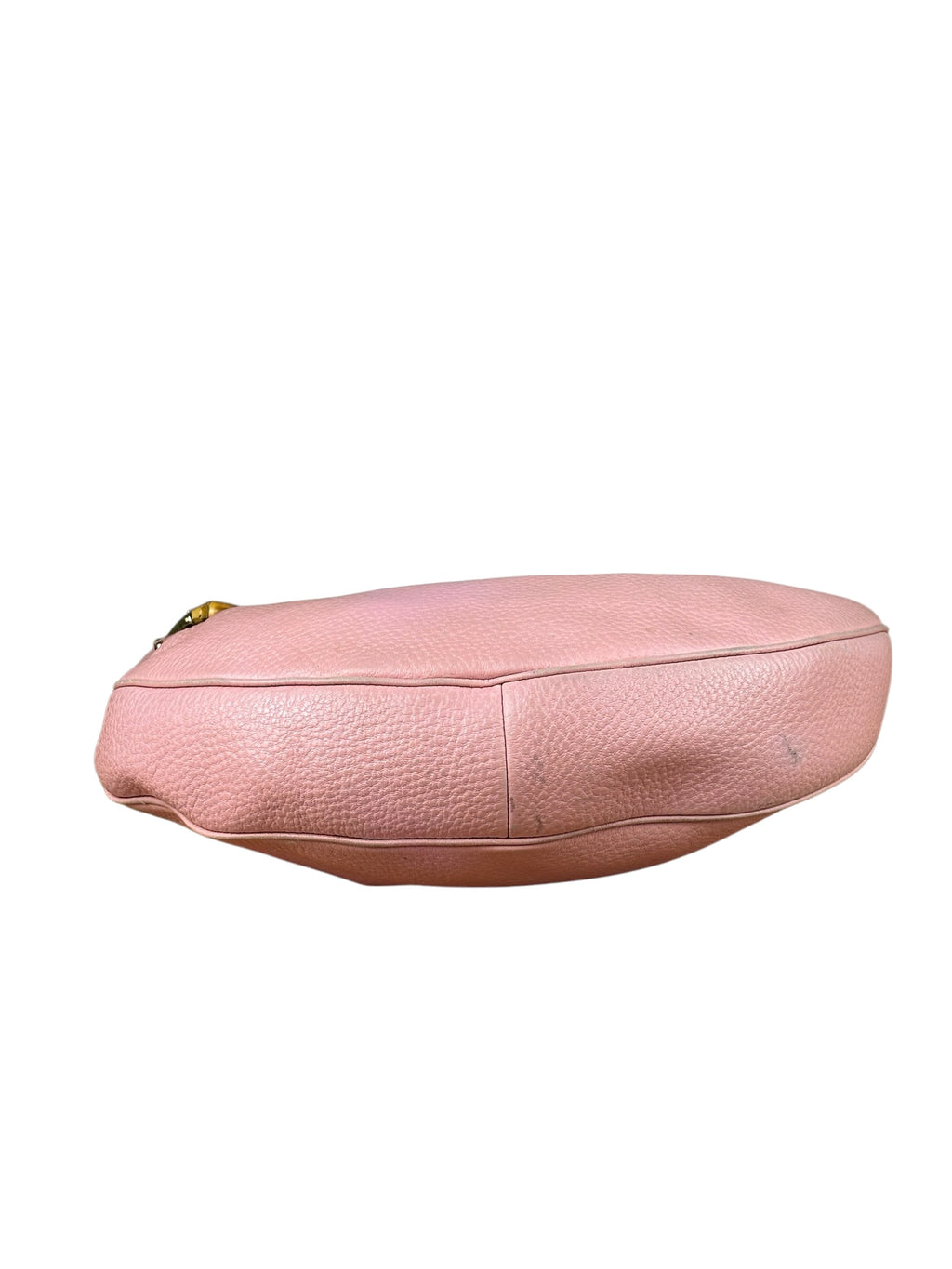 Gucci Pink Pebbled Leather Bamboo Ring Medium Hobo Bag