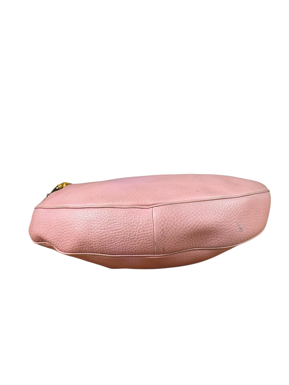 Gucci Pink Pebbled Leather Bamboo Ring Medium Hobo Bag