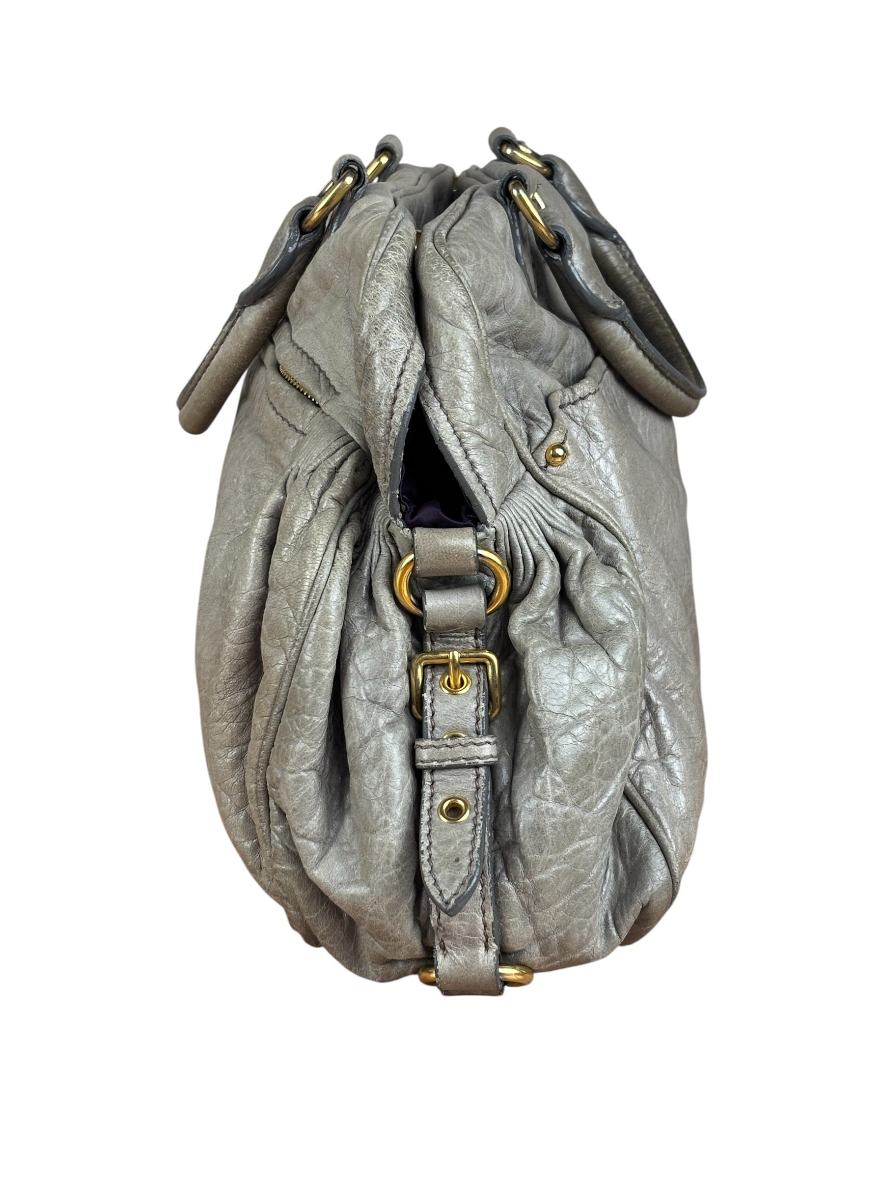 Miu Miu Green Vitello Leather Two-Way Bag