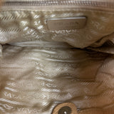Prada Vintage Beige Nylon/Leather Logo Handbag