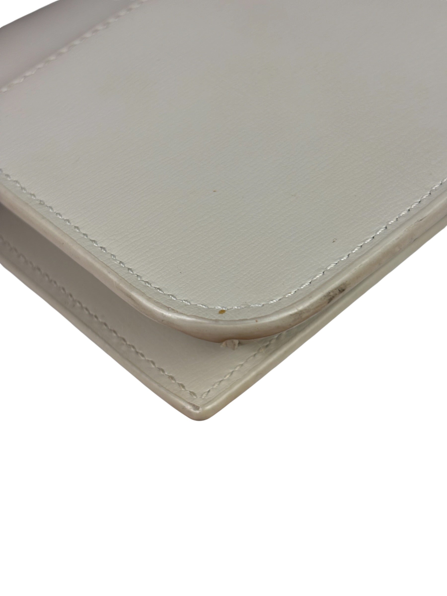 YSL Beige Leather Cassandre Flap Phone Holder