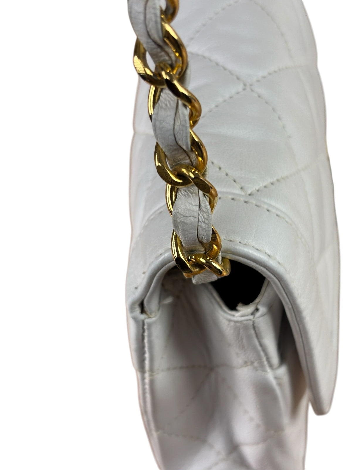 Chanel Vintage White Quilted Leather Flap Bag 1986