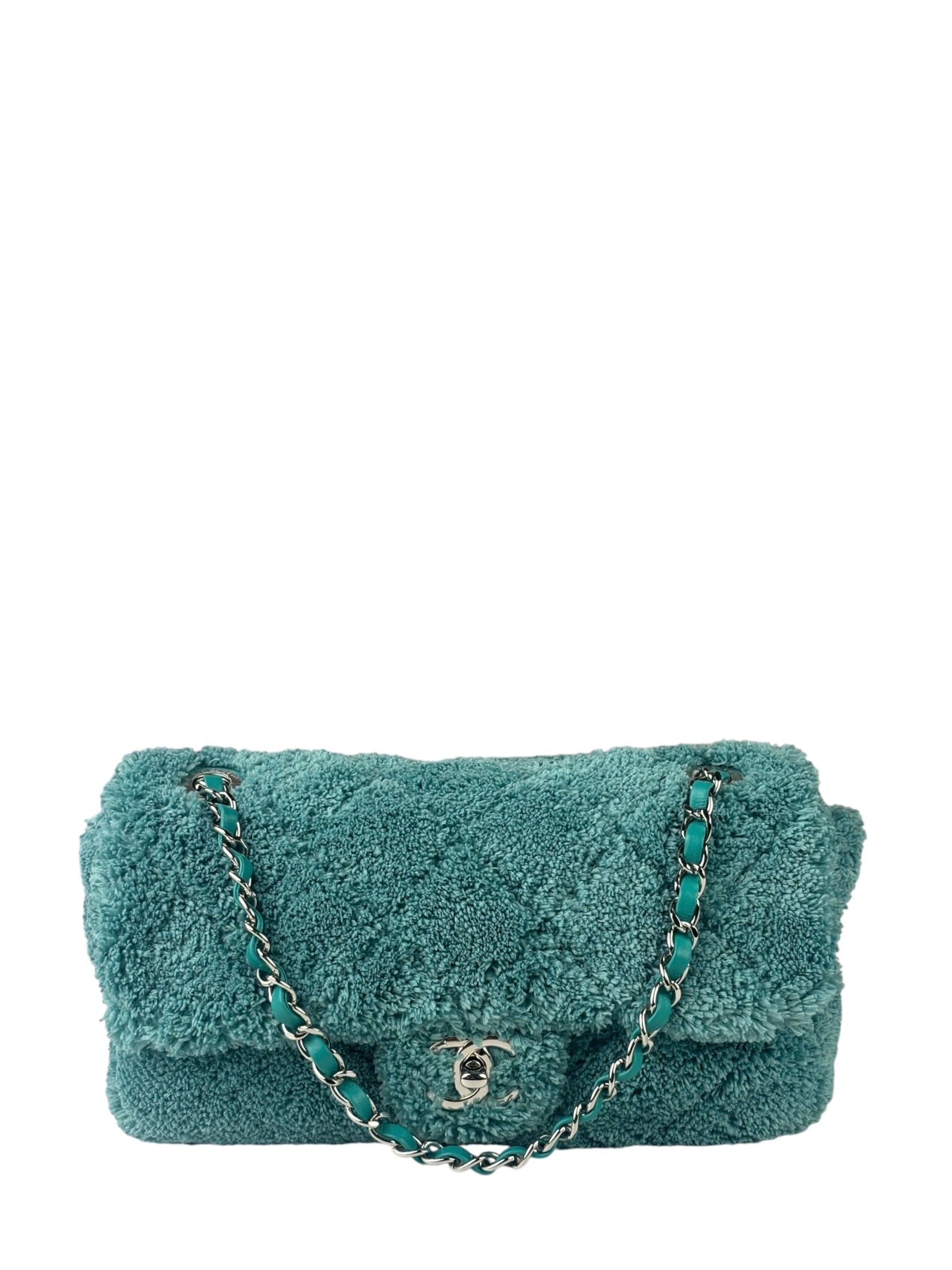 Chanel Mint Green Quilted Terry Cloth Coco Beach Flap Bag 2019