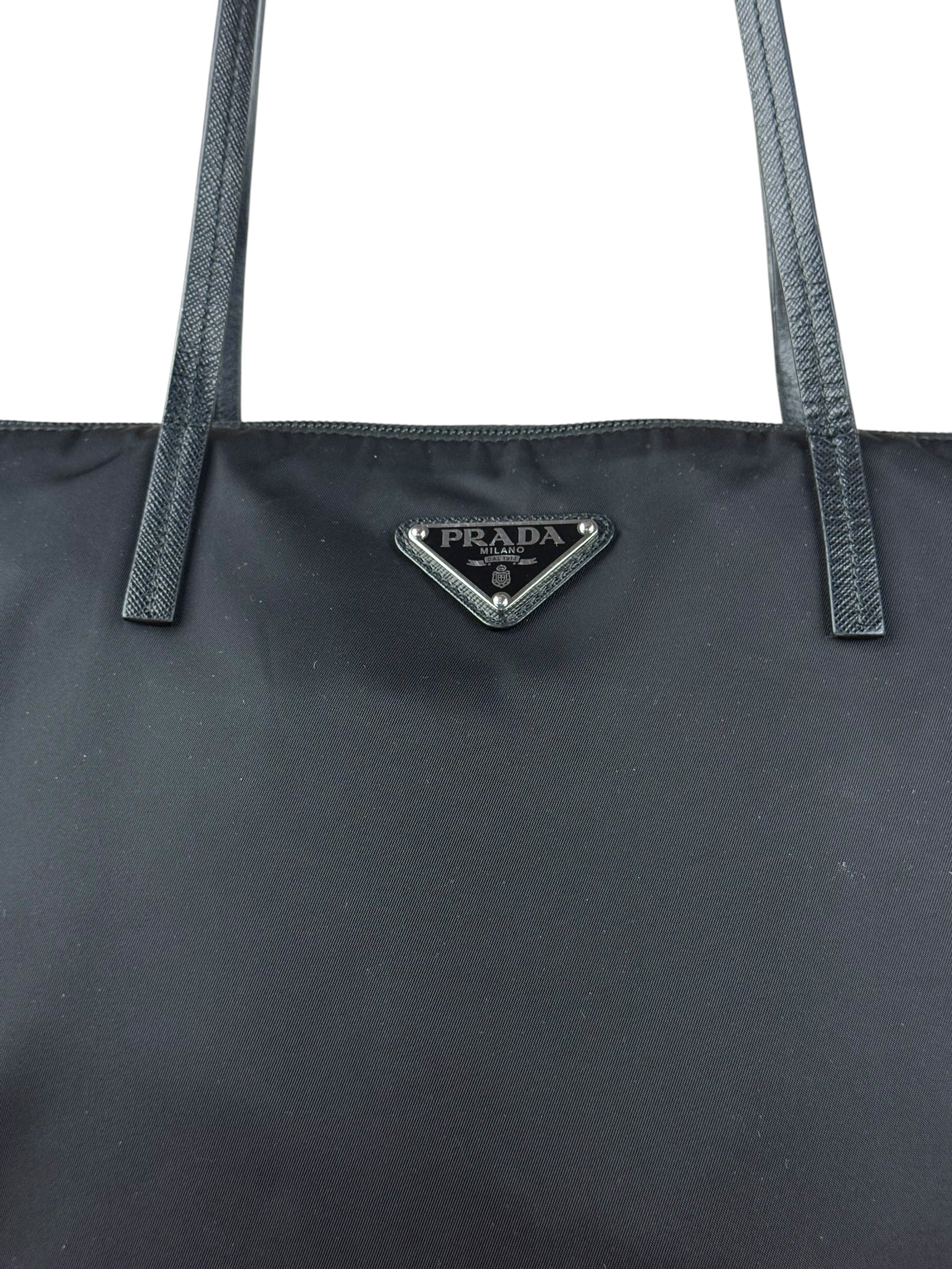 Prada Black Tessuto Nylon Zip Tote Large