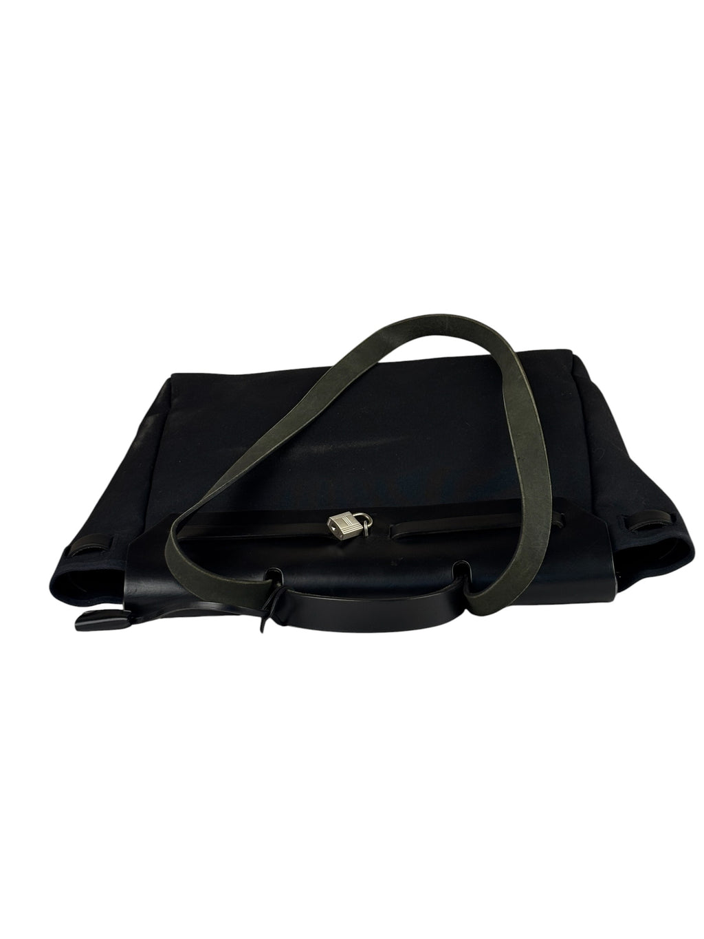 Hermes Black Leather Trim Herbag Two-Way Bag